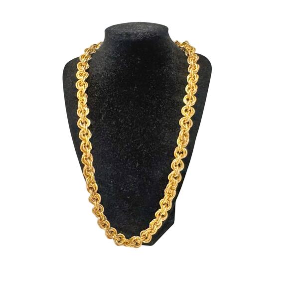 Vintage Givenchy Gold Plated Chunky Thick Gold Plated Necklace 24” Long One Size - Picture 3 of 13